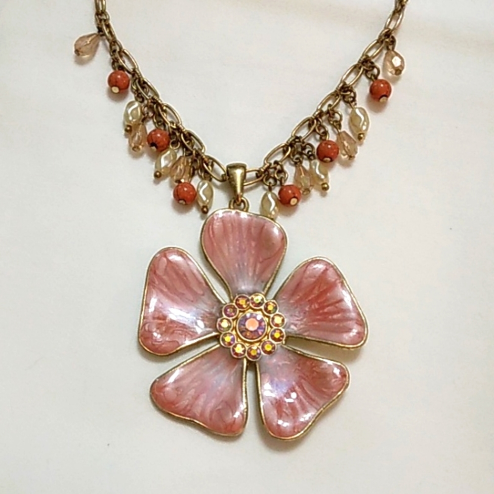 Kenneth Cole enamel flower necklace